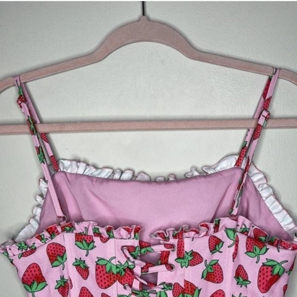 Dolls Kill × Sugar Thrillz Pink Strawberry Corset Tank Top (M) - Picture 6 of 8